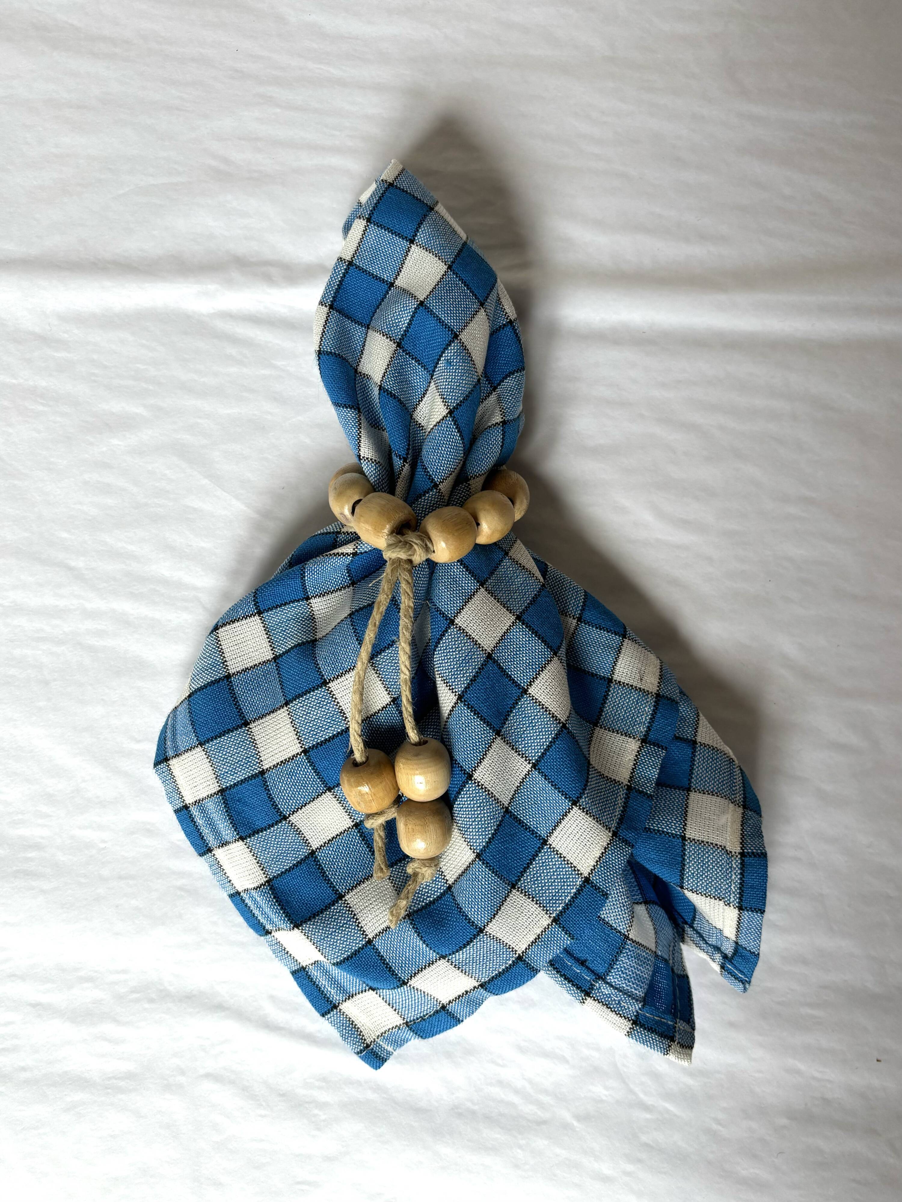 Serviette de table bistrot, carreaux bleus