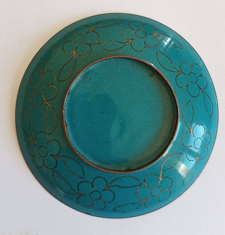 Spelter cup with flower decoration