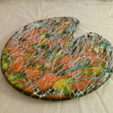 DISH IN THE SHAPE OF A PALETTE abstract decoration modernist faience POET LAVAL DROME 50's