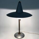 Vintage Brass and Silver Varnished Metal Desk Lamp, Italy