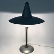 Vintage Brass and Silver Varnished Metal Desk Lamp, Italy