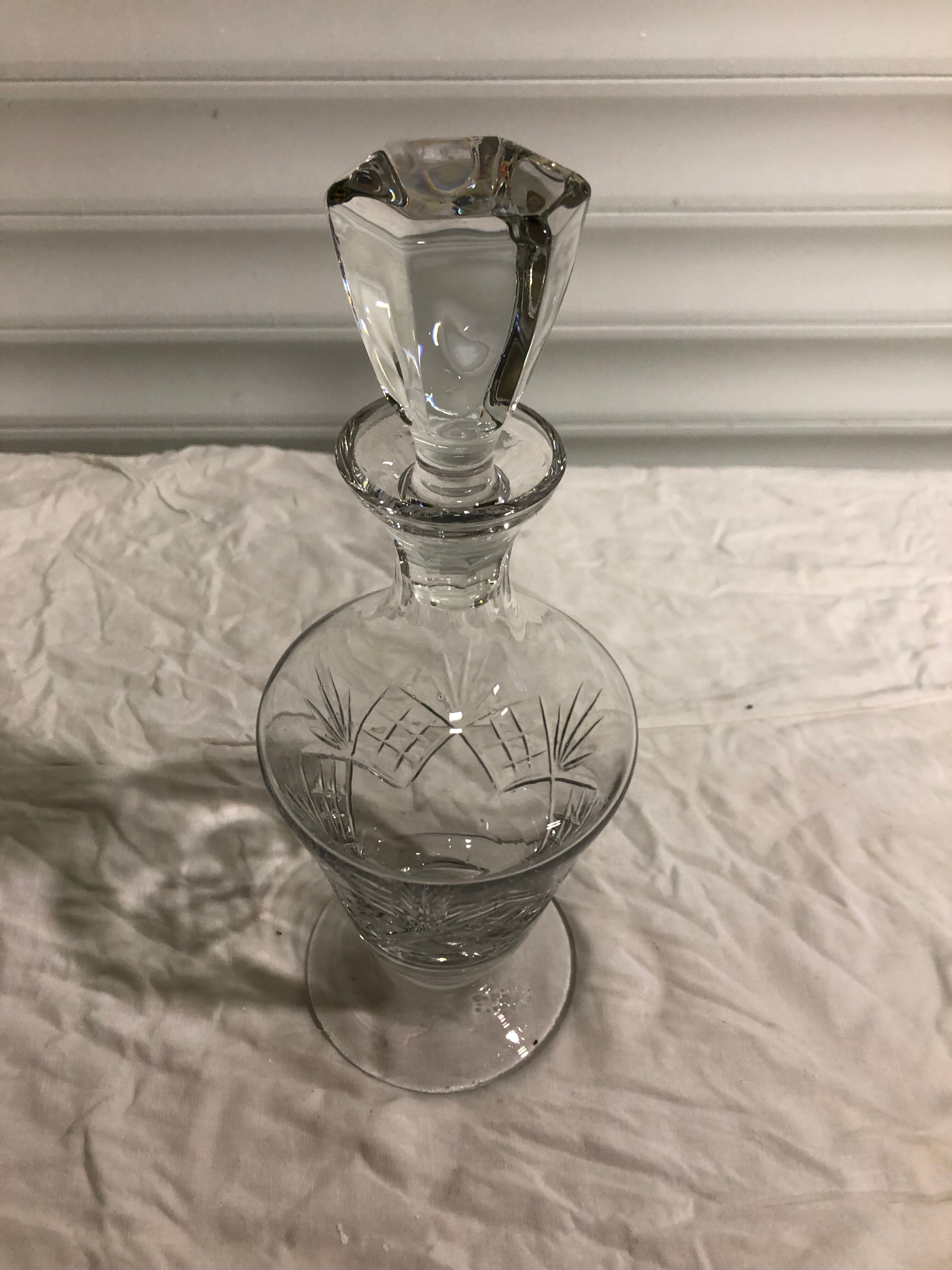 Chiseled crystal vintage wine decanter