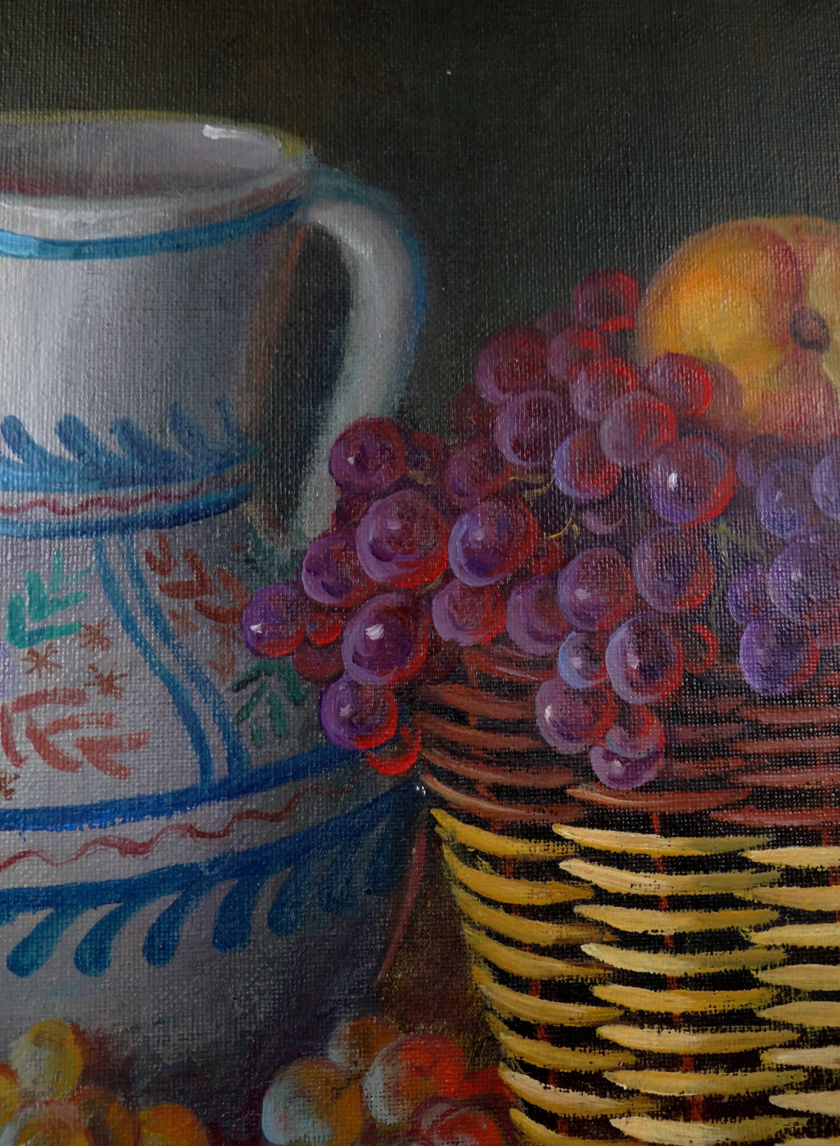 'Cestas de Frutas' (Basket of fruit) Oil on canvas signed Ignacio Besga