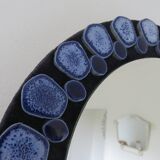 Blue ceramic round mirror 60 70s
