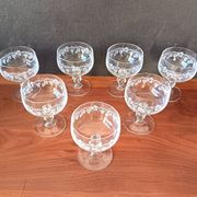 7 coupes à champagne, coupes en verre vintage