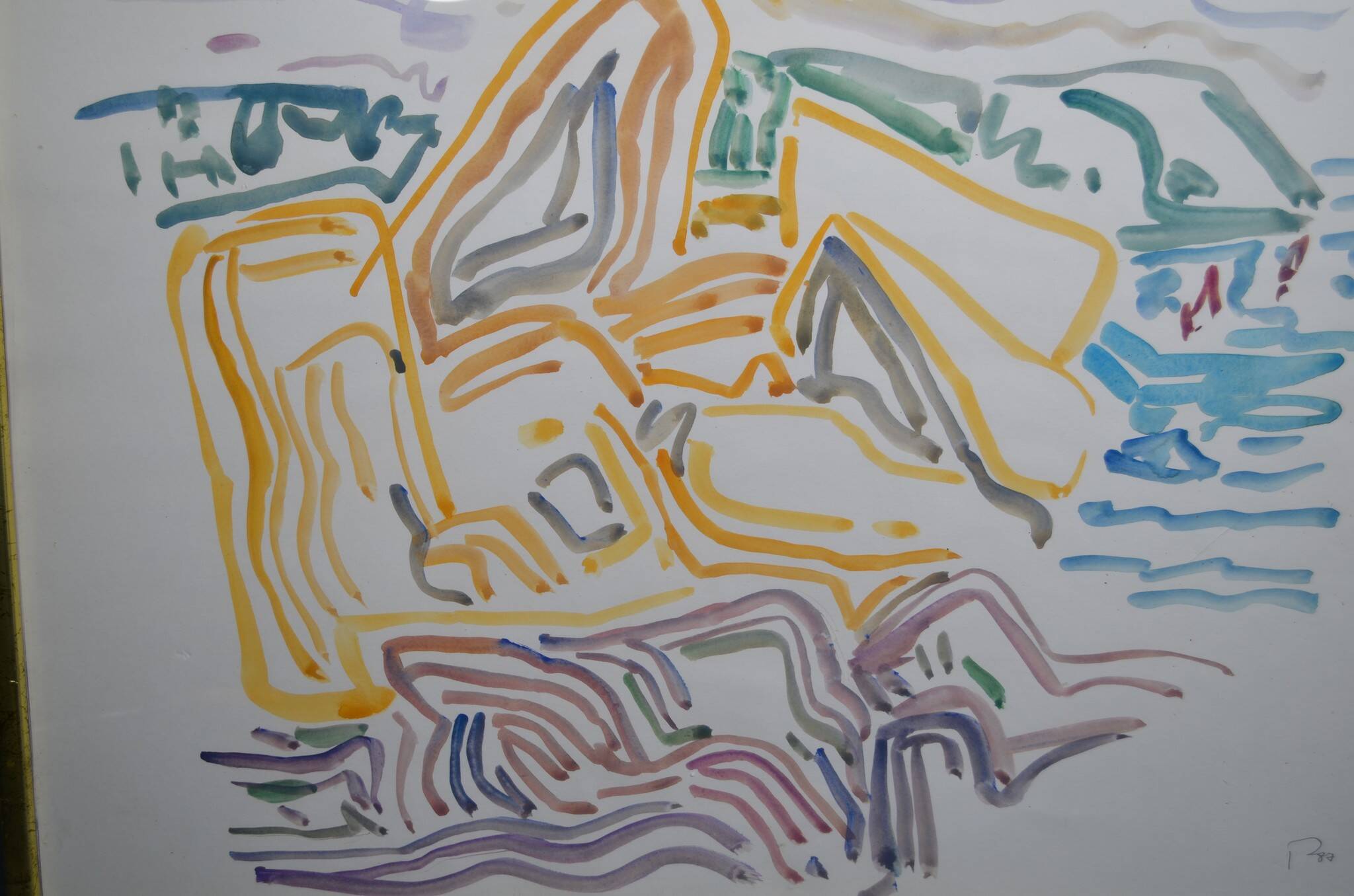 Peter PFOSI (1913-2004) "Landscape" Watercolor monogrammed and dated 1987