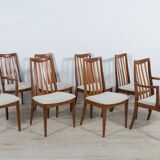 Mid-Century Teak and Fabric Dining Chairs by Leslie Dandy for G-Plan, 1960s, Set of 8