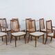 Mid-century teak and fabric dining chairs by Leslie Dandy for G-Plan, 1960s, set of 8