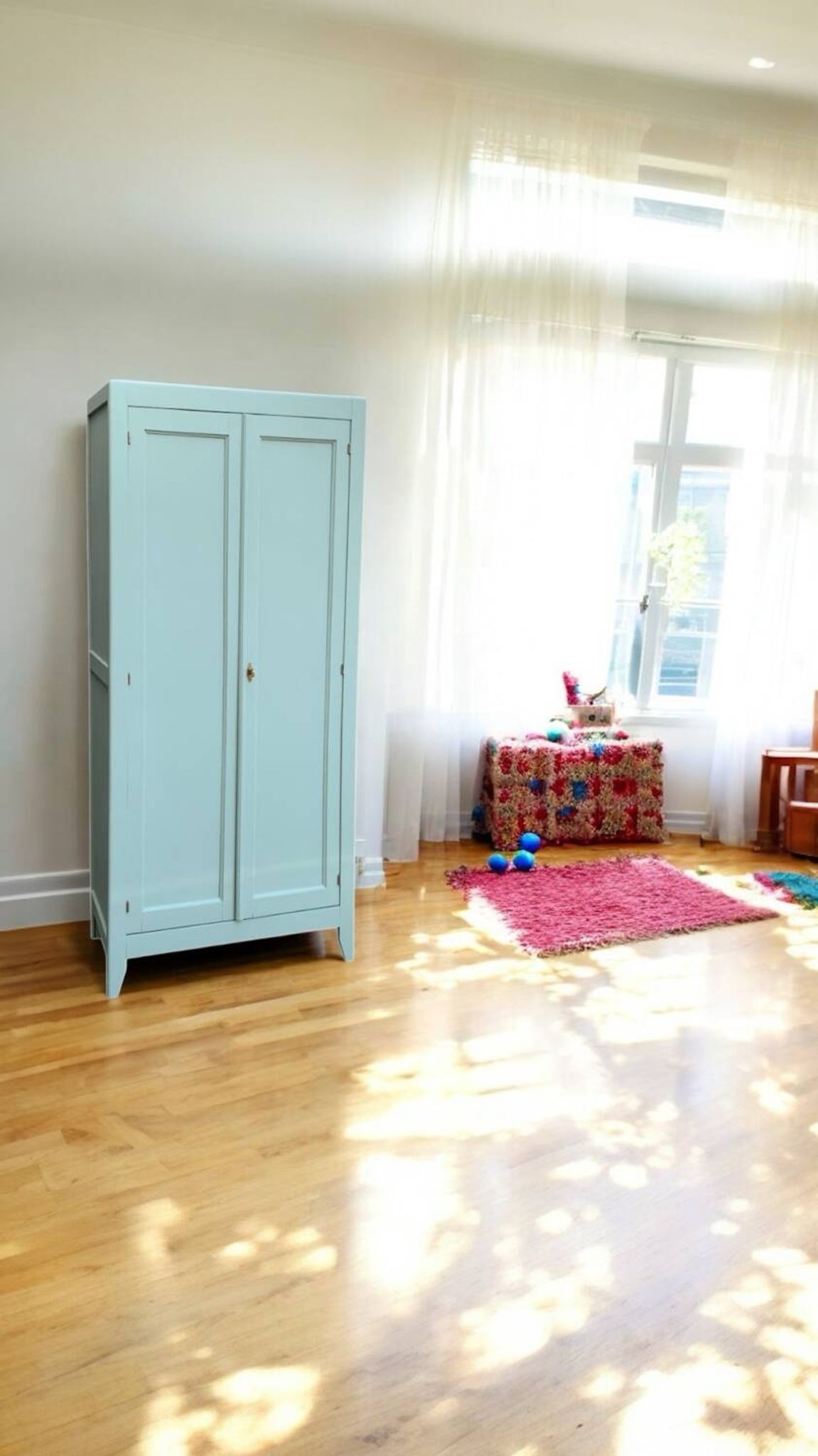 Armoire parisienne vintage bleu vert grisé
