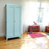 Vintage Parisian wardrobe, blue-green and gray