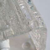 Brutalist wall lamp in iced glass, 1970