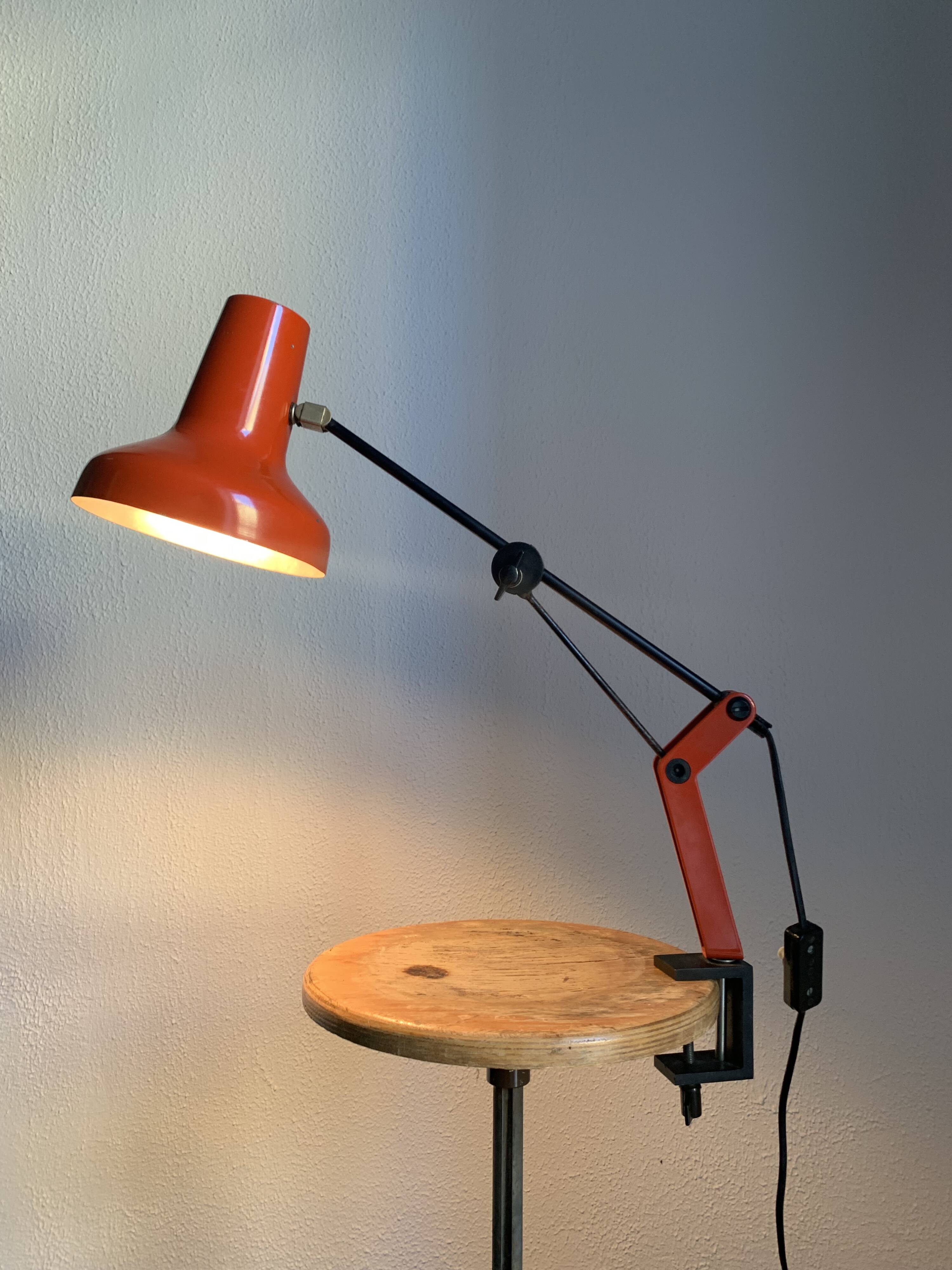 Vintage 1970s architect's desk lamp, East German (GDR - GDR), red - 50 cm