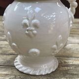 Pitcher and its glass in white earthenware from Malicorne