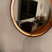 Teak, illuminated mirror, Italy, 1960s