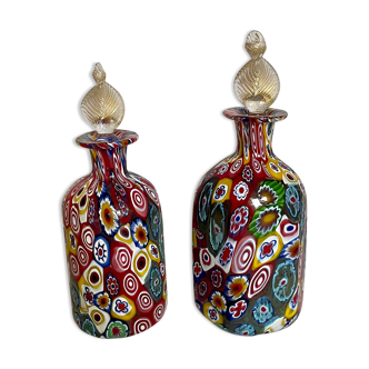 Vintage Murano millefiori bottles