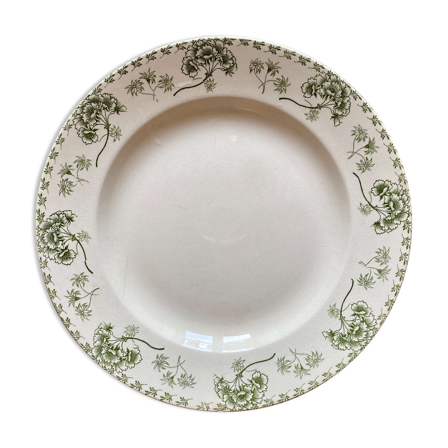 Round vinatge dish in iron earth model Palmyra of Sarreguemines