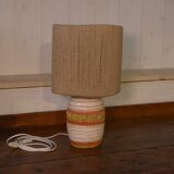 Ceramic lamp with linen shade, 1950s - 1960s