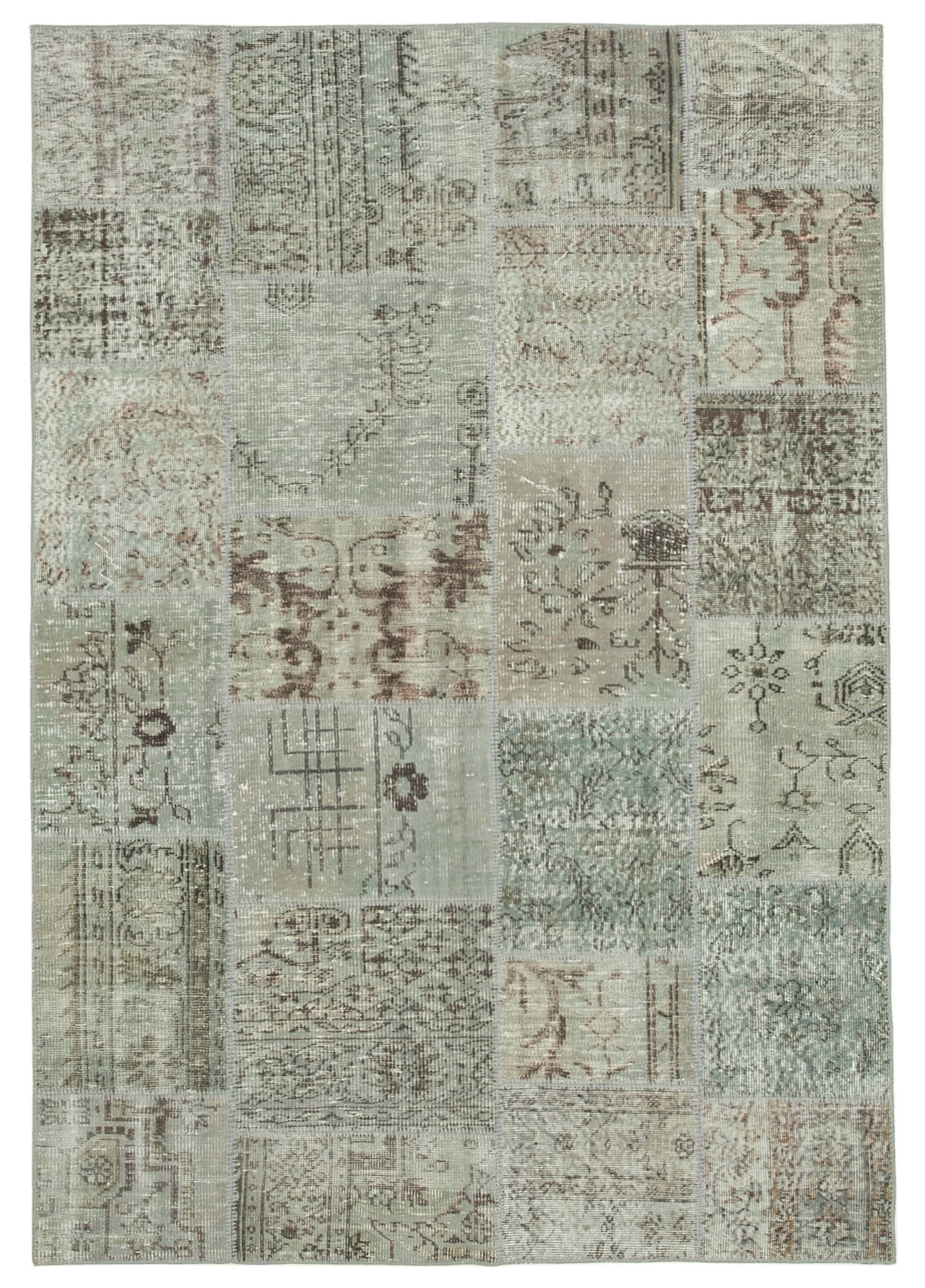 Handwoven Oriental Vintage 168 cm x 242 cm Grey Patchwork Rug