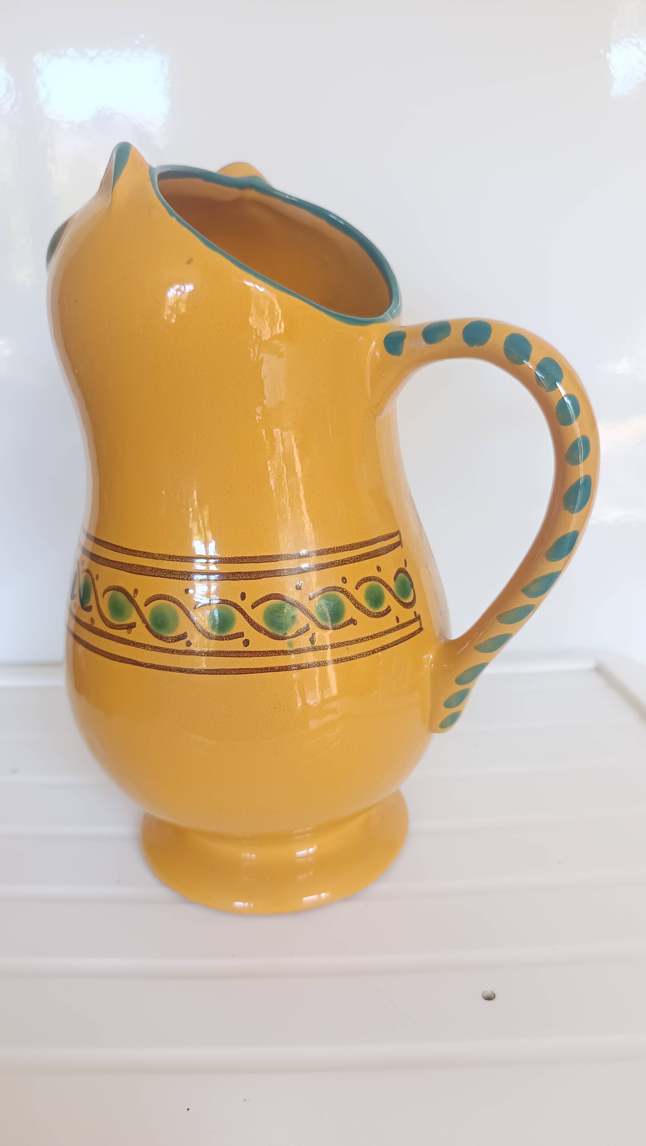 Large vintage ceramic cat pitcher – Hand Decor – French craftsmanship –