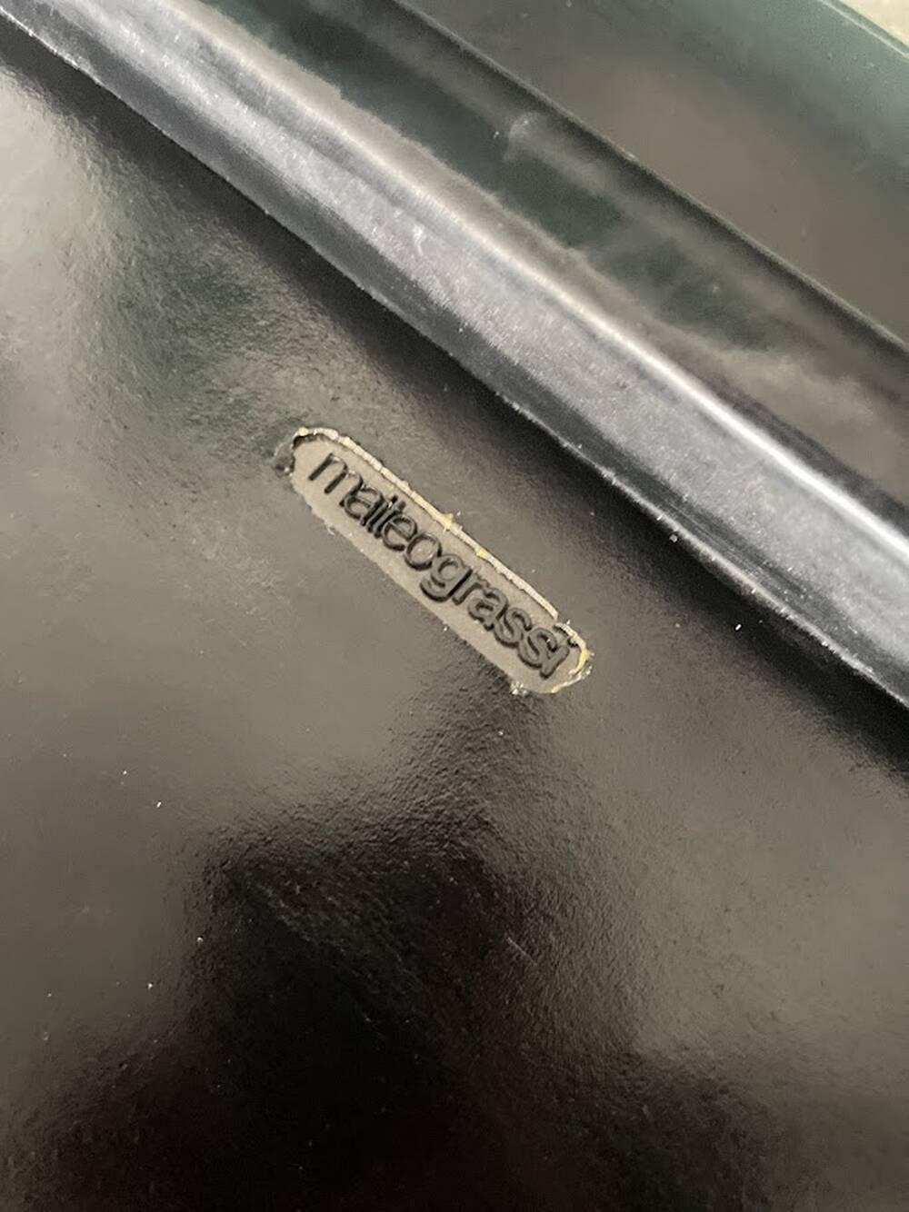 Set of 4 Matteo Grassi Postmodern Black Leather Dining Chairs, Italy, 1980s