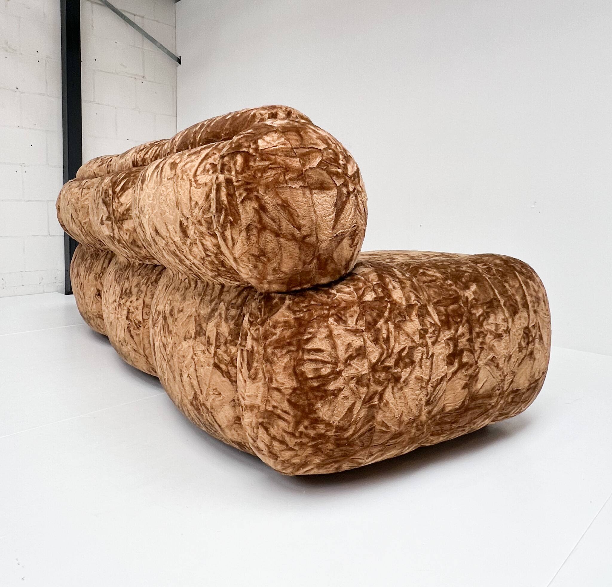 Canapé-lit vintage italien en velours, années 1970