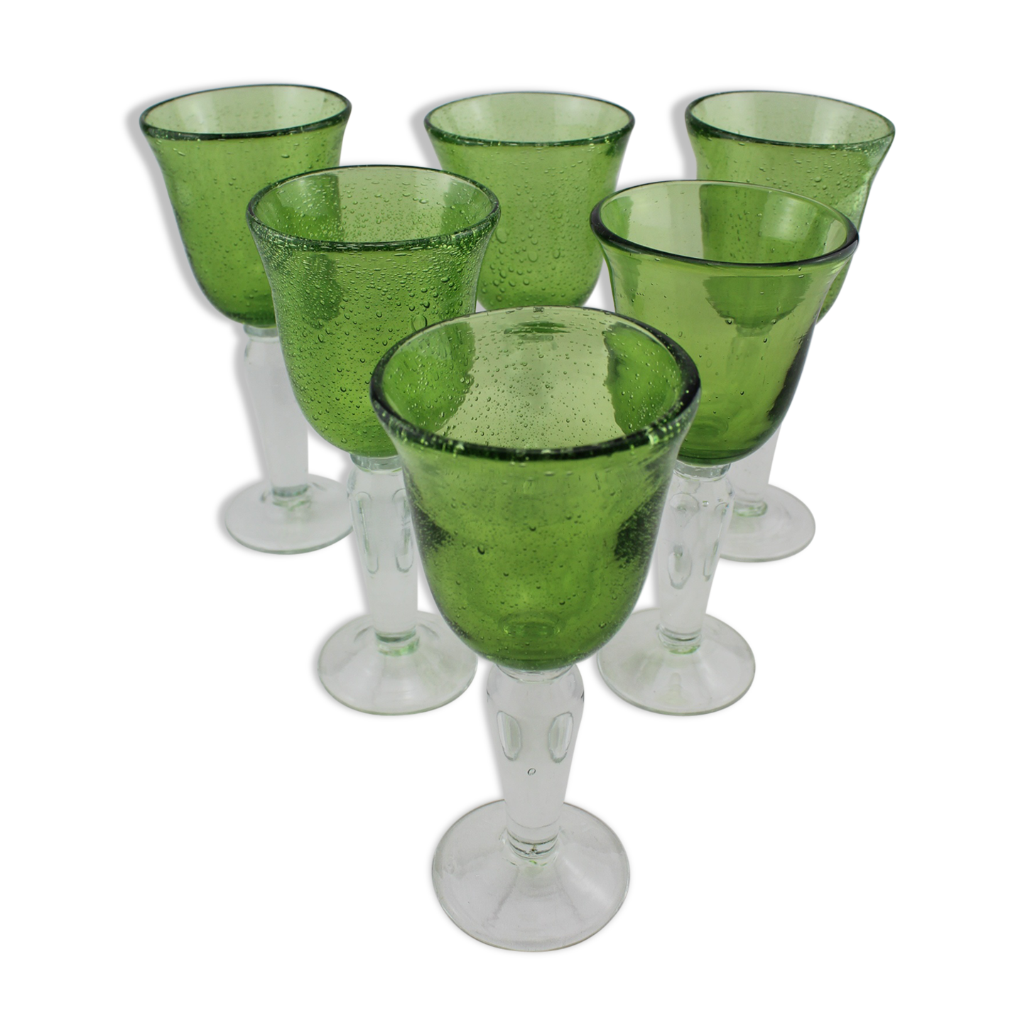 6 footed glasses in biot bubble