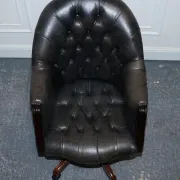 Vintage Chesterfield Chair in Dark Grey Leather