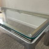 Vintage coffee table in brass and chrome metal from the 70s