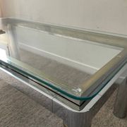 Vintage coffee table in brass and chrome metal from the 70s