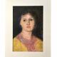 Old pastel portrait of young woman from the 1930s