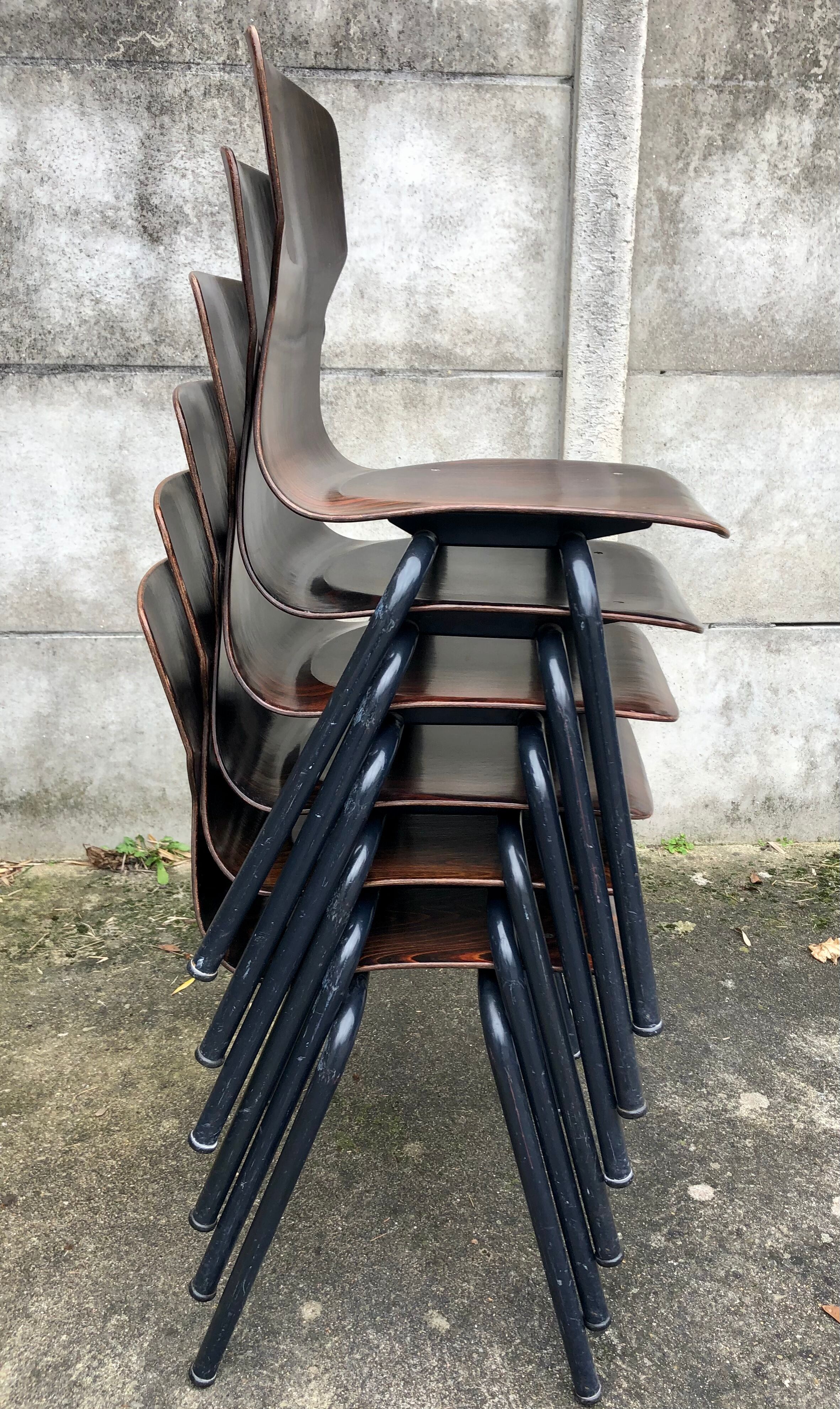 Lot de 6 chaises vintage Eromes E5