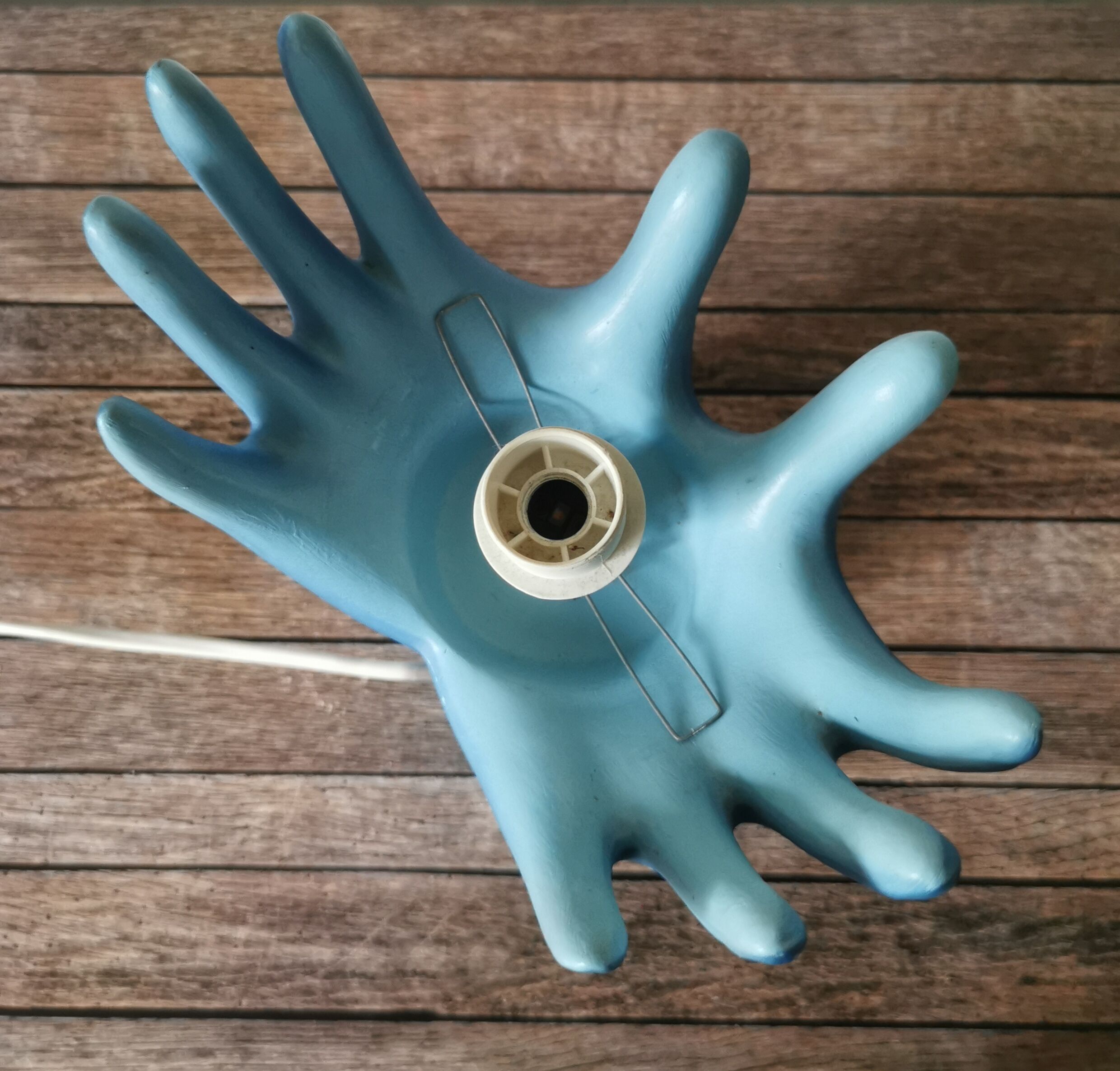 Blue ceramic hand lamp