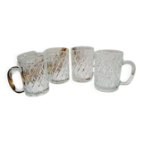 Set 4 chopes verre ciselé années 60