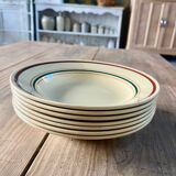 Set of 7 Gien soup plates, Gaston model
