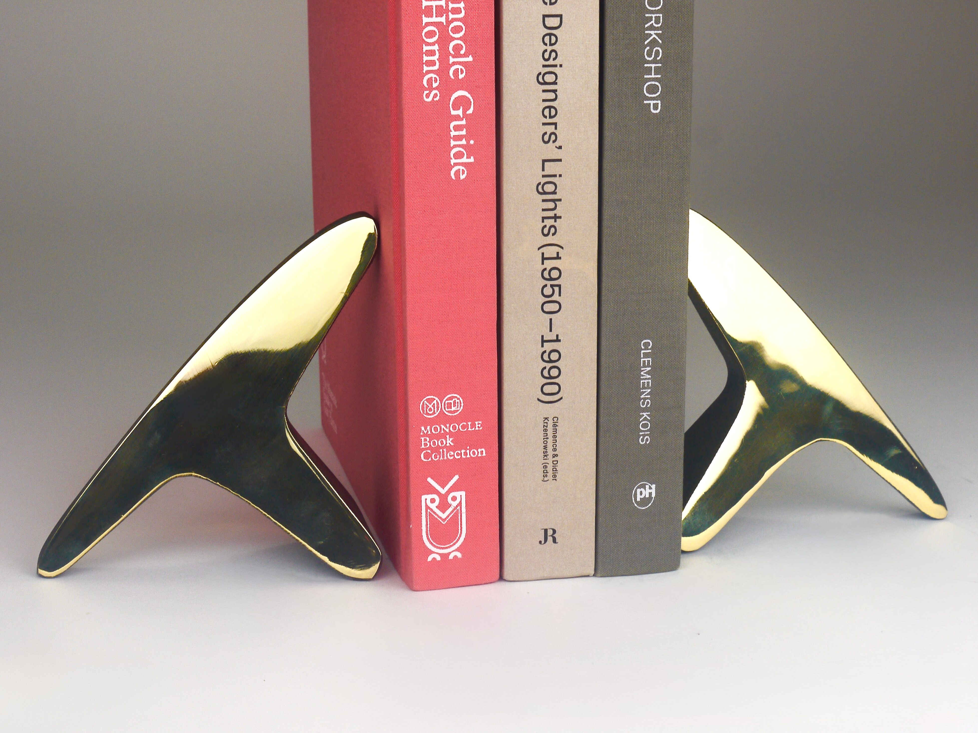 Pair Carl Auböck Minimalist Mid-Century Brass Bookends #3847, Vienna, Austr