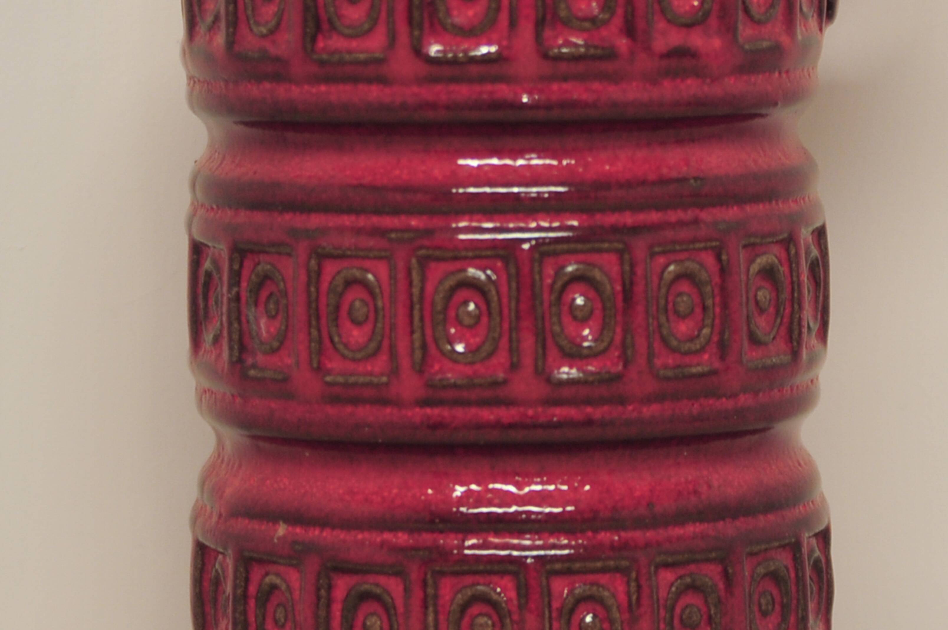 vintage red West Germany can vase Scheurich