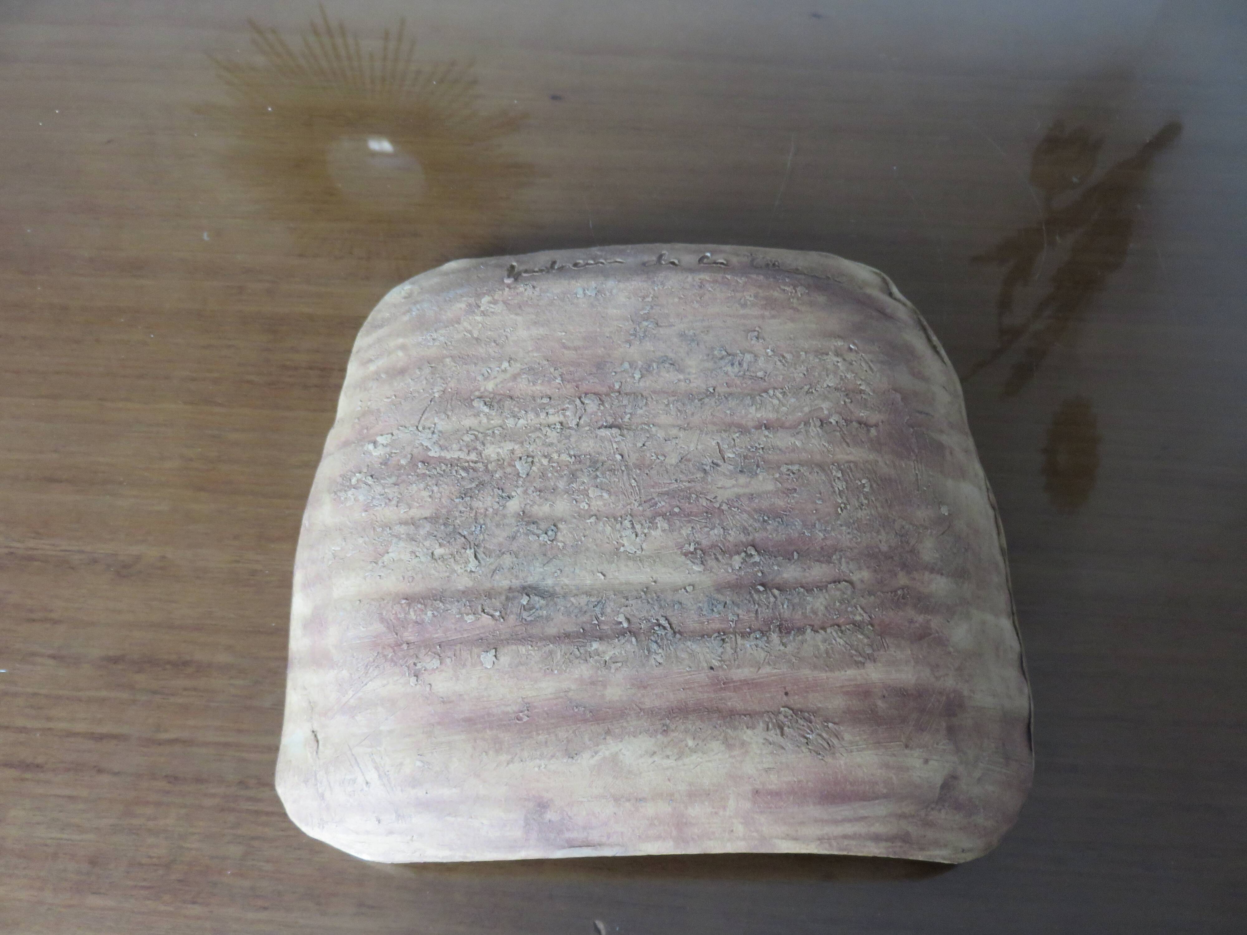 Vallauris dove pottery pocket in sandstone and blue ceramic 50s 60s