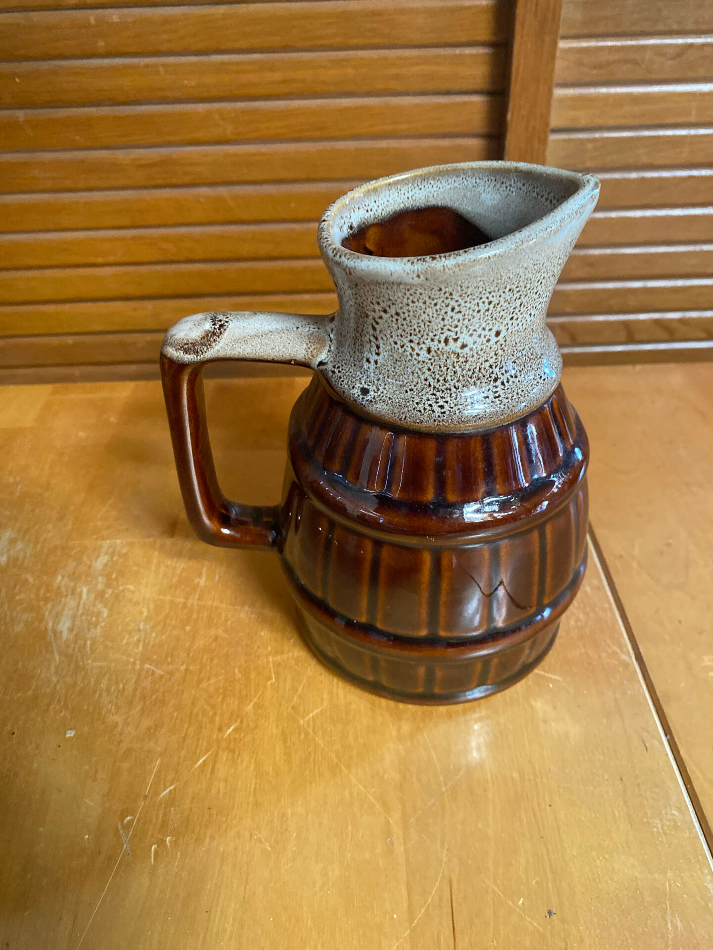 Vintage flamed ceramic barrel-shaped pichet in old style revol 1l #