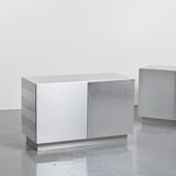 Pair of low buffets in brushed metal, French work, 1970s.