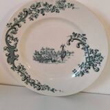 Large Longwy “Pompadour” blue-green plate – circa 1900