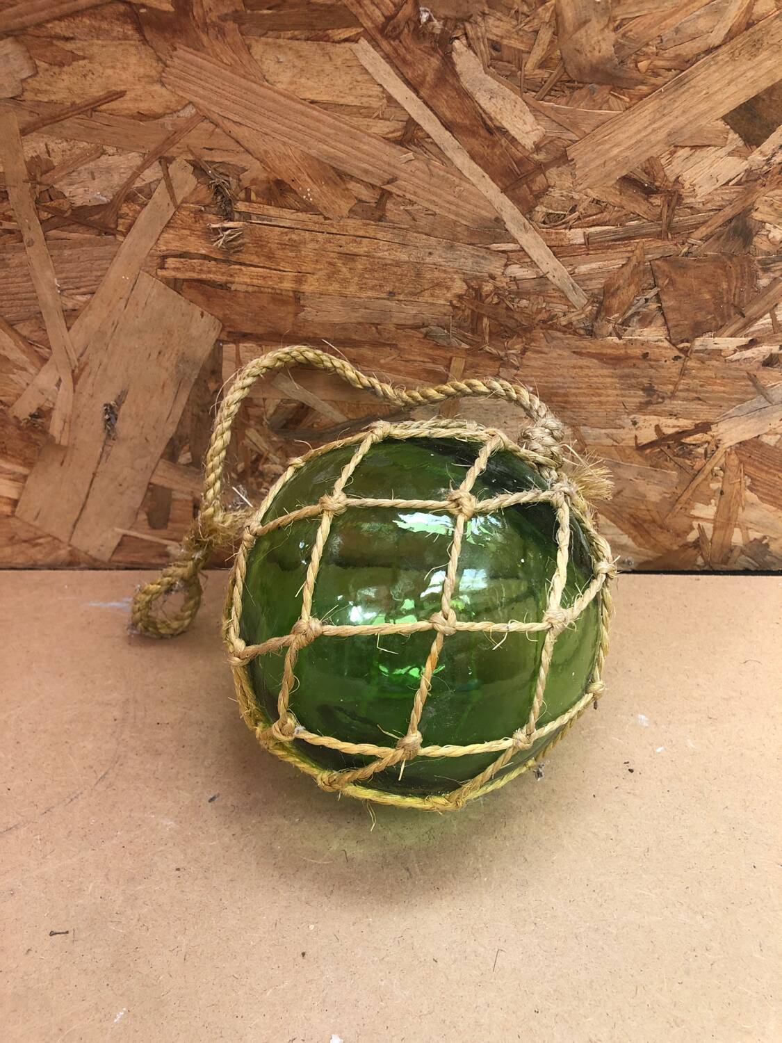 Old Glass Float Marine Ball With Vintage Net