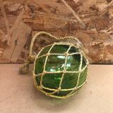 Old Glass Float Marine Ball With Vintage Net