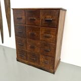 Meuble de métier ancien à 12 tiroirs, circa 1900