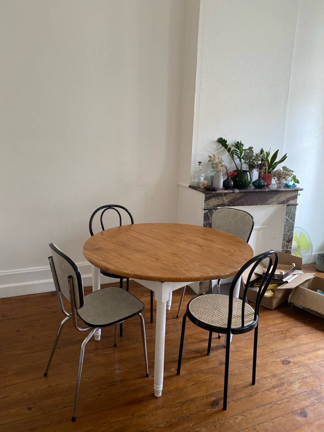 Rustic wooden table with extension