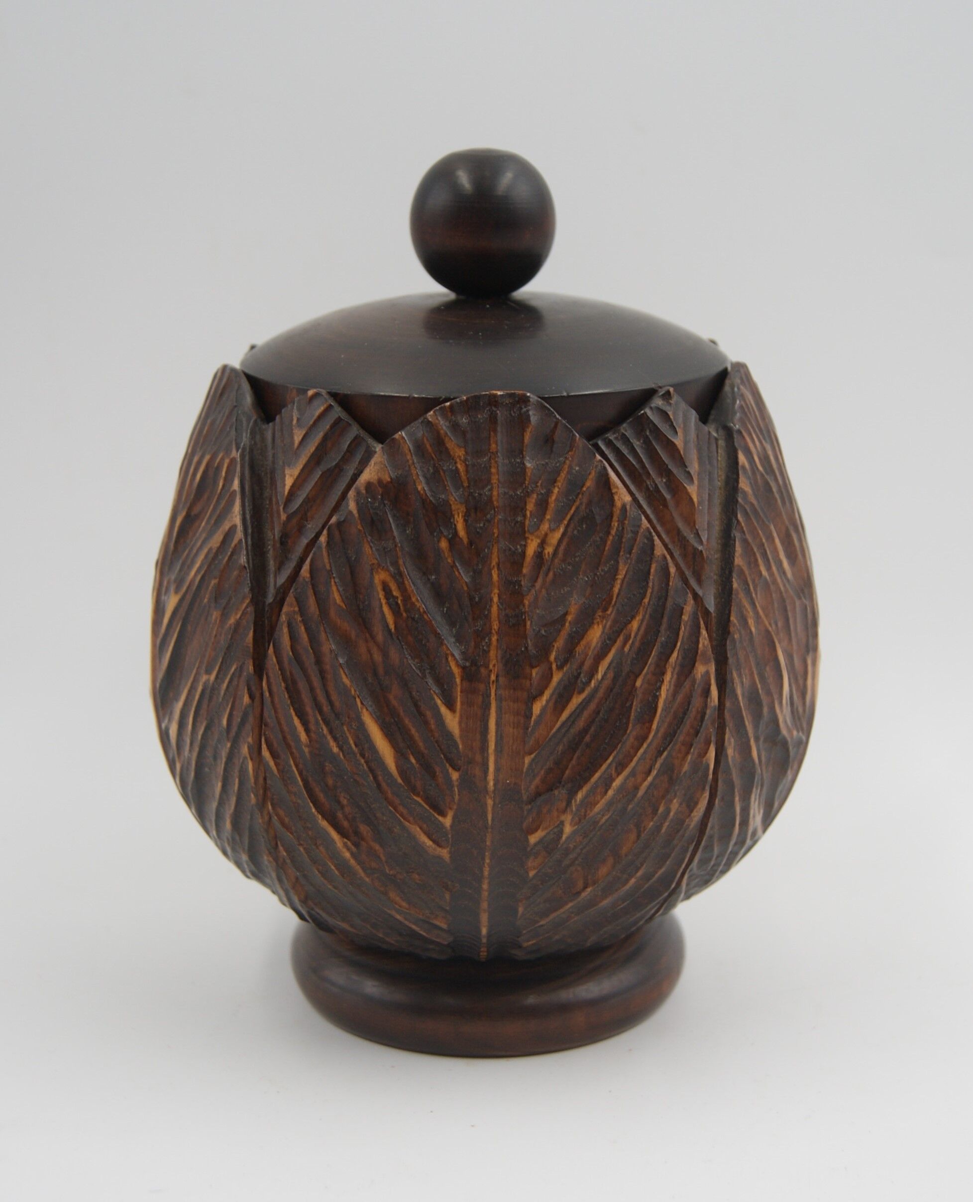 Box carved wood vintage foliage