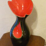 Vintage vase in ceramic brown and red, 1950/60s