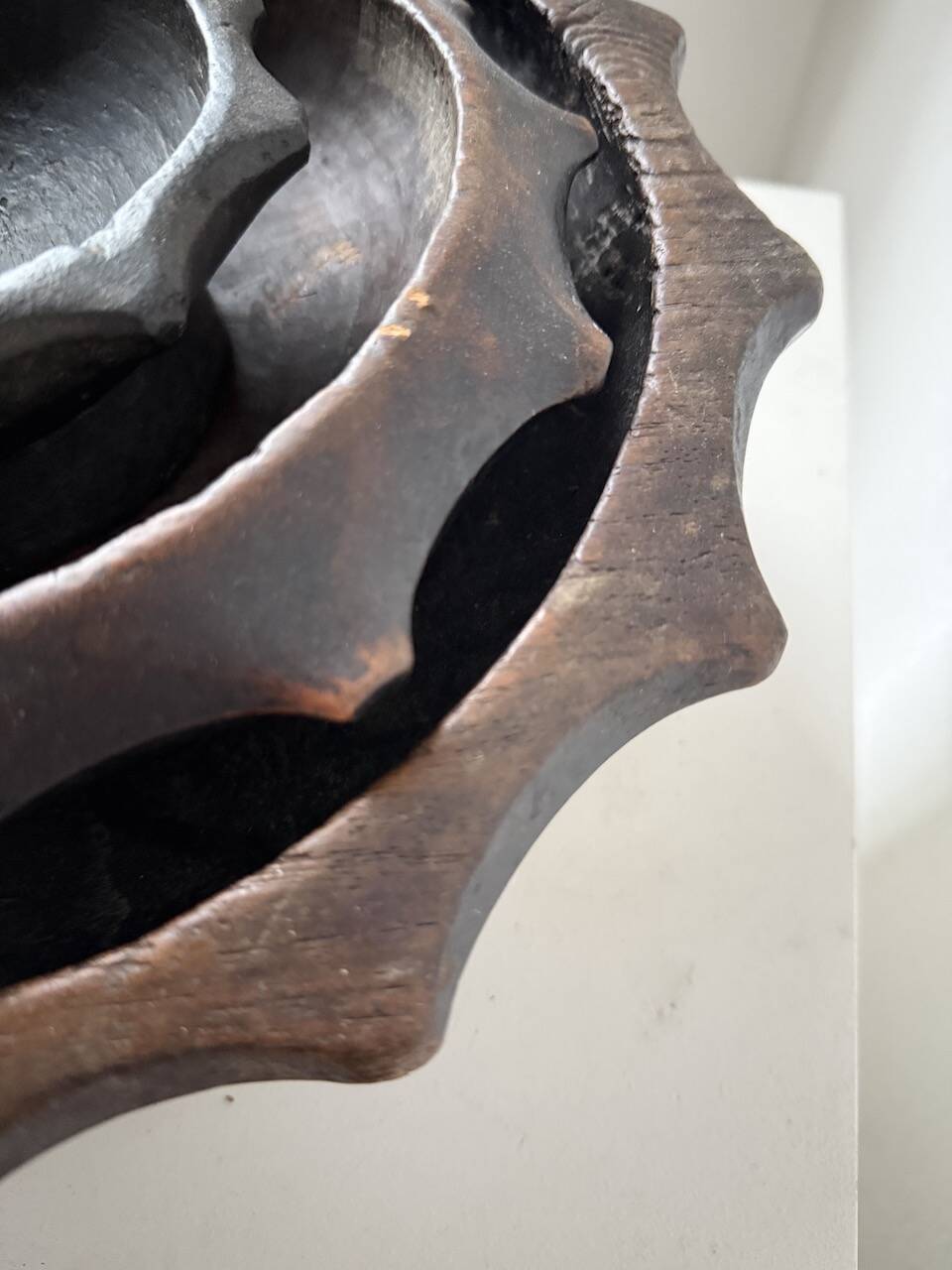 Brutalist wooden dishes, Savoyard popular art.