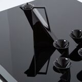 Large black lacquered and steel coffee table Nadine Charteret 1972