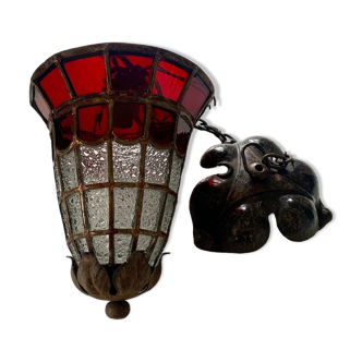 Art deco stained glass pendant light