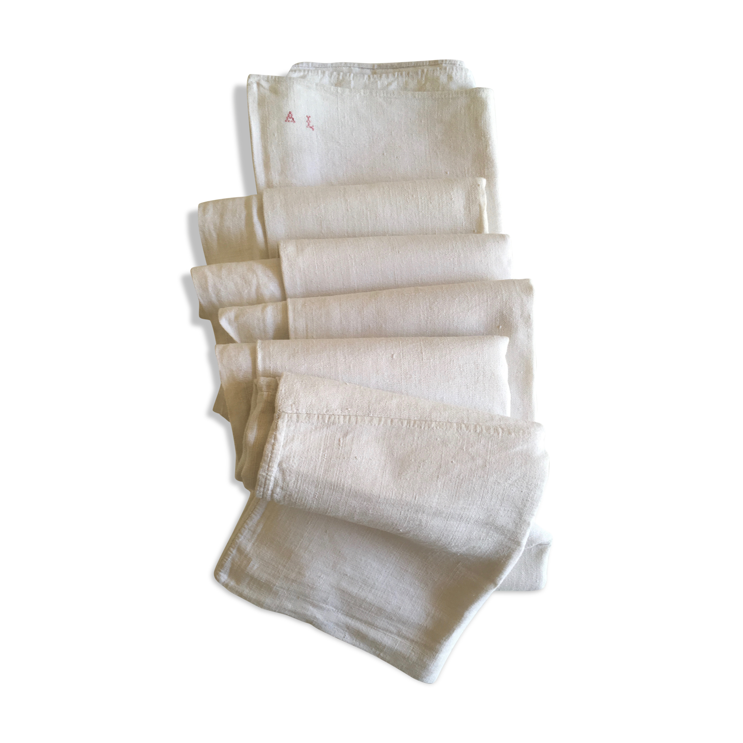 19th farm top in large raw linen cloth